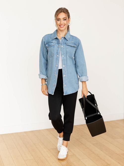 Cotton Denim Shacket