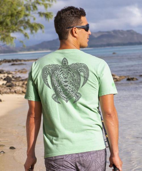Good Luck Tribal Honu - Key Lime Dyed Short Sleeve Crewneck T-Shirt