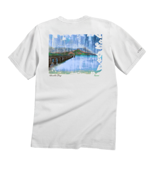 Painted Hanalei - White Short Sleeve Crewneck T-Shirt