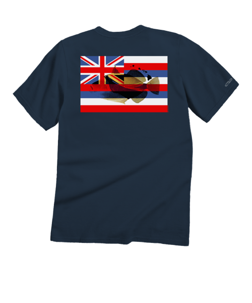 Humu Hawaii Flag - Navy Short Sleeve Crewneck T-Shirt