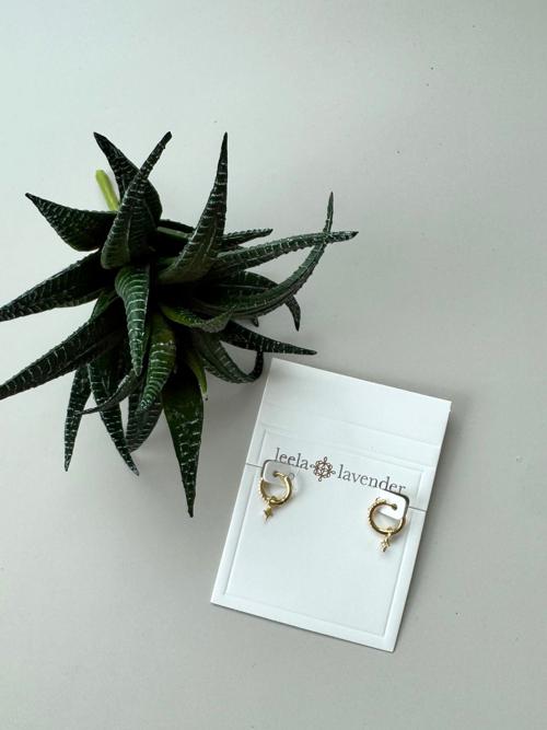 CZ Star Charm Mini Hoops