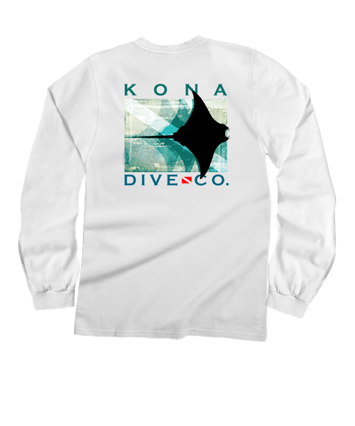 Maui Dive Company Blur - White Long Sleeve Crewneck T-Shirt