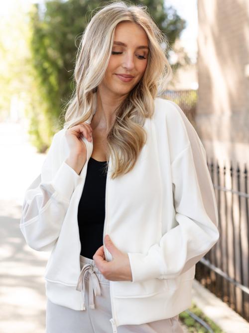 DoubleLUXE Striping Zip Up Jacket
