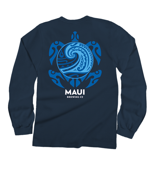 Maui Brewing Co New Big Swell - Navy Long Sleeve Crewneck T-Shirt
