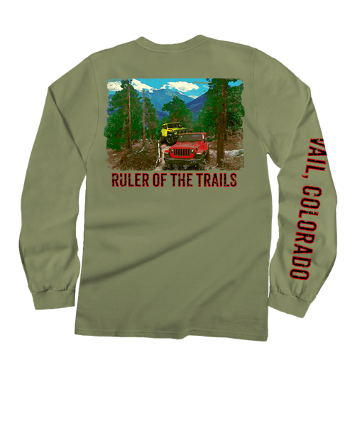 Jeep Rubicons Trail - Hemp Dyed Long Sleeve Crewneck T-Shirt