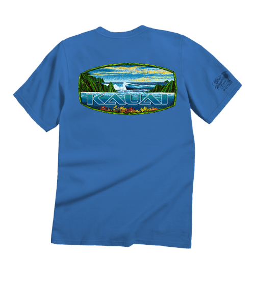 Kauai Scenic - Blue Hawaii Dyed Short Sleeve Crewneck T-Shirt