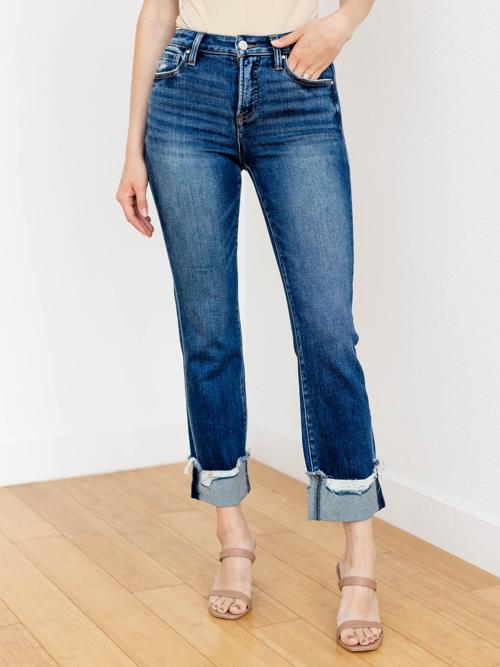 RISEN Dark High Rise Crop Straight