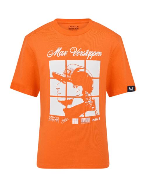 Red Bull Racing F1 Kids Max Verstappen Puzzle T-Shirt - Youth Exotic Orange
