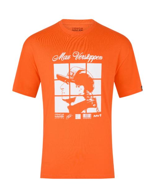 Red Bull Racing F1 Max Verstappen Puzzle T-Shirt - Exotic Orange/White