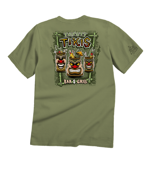 Thirsty Tikis - Hemp Dyed Short Sleeve Crewneck T-Shirt