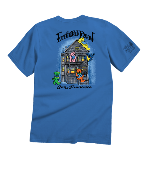 Grateful Dead Bear House - Blue Hawaii Dyed Short Sleeve Crewneck T-Shirt