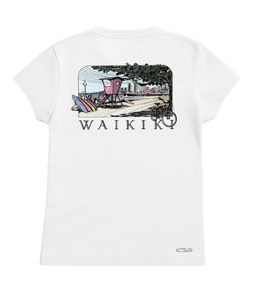 Waikiki Beach - White Short Sleeve Crewneck T-Shirt