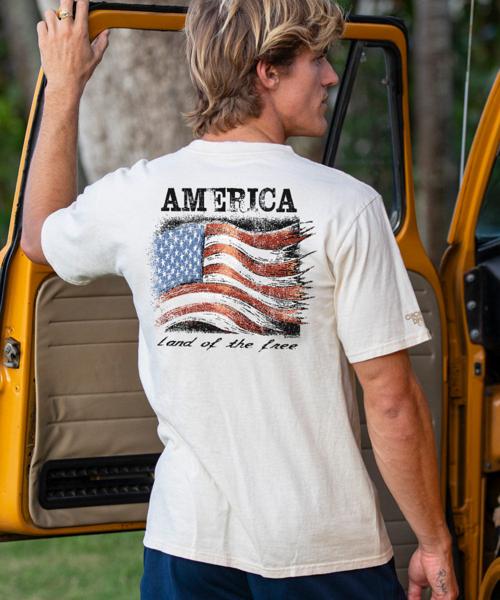 American Flag - Coconut Dyed Short Sleeve Crewneck T-Shirt
