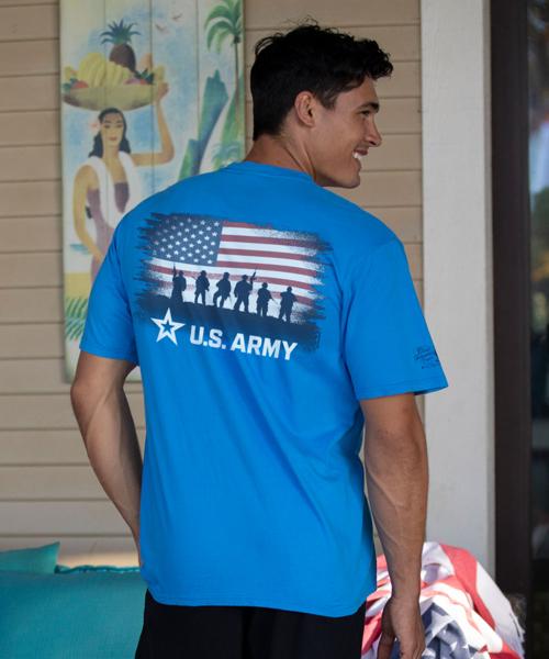 US Army Soldier Flag - Blue Hawaii Dyed Short Sleeve Crewneck T-Shirt