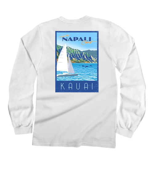 Retro Napali Poster - White Long Sleeve Crewneck T-Shirt
