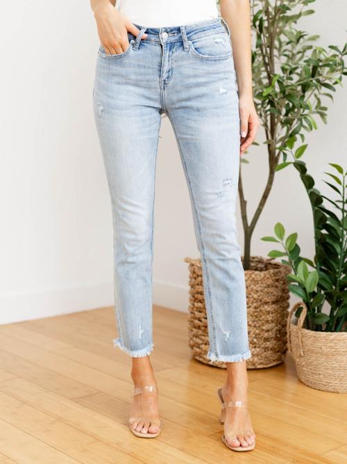 MICA Powder Blue Mid Rise Cigarette Crop