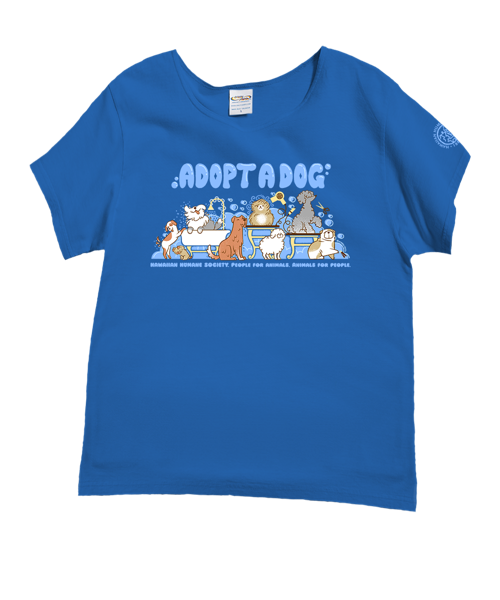 Hawaiian Humane Society At The Groomer - Blue Hawaii Dyed Short Sleeve Scoop Neck T-Shirt