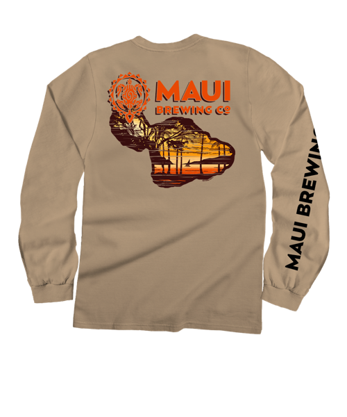 Maui Brewing Co Retro Sunset - Kona Coffee Dyed Long Sleeve Crewneck T-Shirt