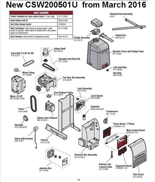 Liftmaster CSW200U CSW200UL CSW200501U Parts