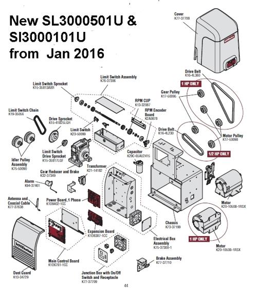 Liftmaster SL3000U SL3000UL SL3000501U Parts