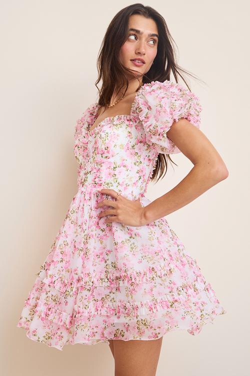 Emmie Puff Sleeve Floral Mini Dress