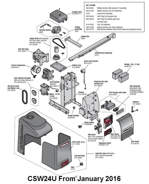 Liftmaster CSW24U CSW24V CSW24VDC Gate Parts