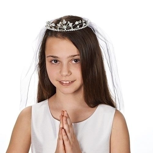 Purchase Rose Headband W/ Pearl Cross First Communion Veil - F2021 - Church  Supply Warehouse