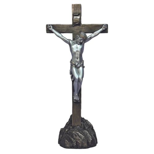 Traditional Baroque Style Crucifix and Angel Candlesticks Altar