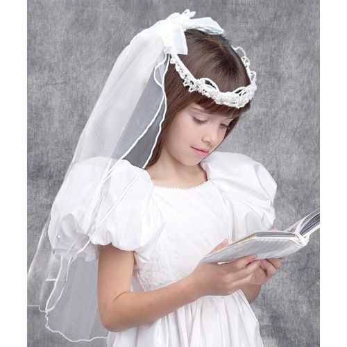 Church Supplies, Clergy Robes, First Communion Dresses First Communion  Veil with Floral Lace