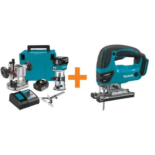 5.0 Ah 18-Volt LXT Lithium-Ion Brushless Cordless Compact Router Kit with Bonus Cordless Jig Saw 5.0 Ah 18-Volt LXT Lithium-Ion Brushless Cordless Compact Router Kit with Bonus Cordless Jig Saw