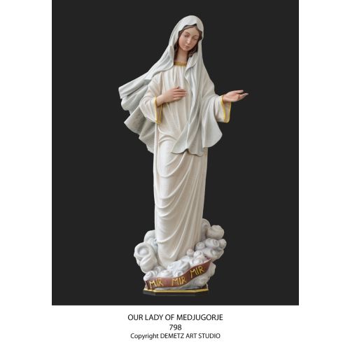 Statue of Our Lady of Medjugorje in authentic wood carved