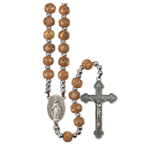 Brown Wood Cord Rosary